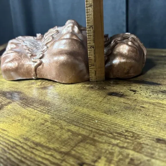 Sculptural Wall Art 3 Faces Blinded Rose Vines Hair Bronze Color Unity Entangle - Picture 9 of 11